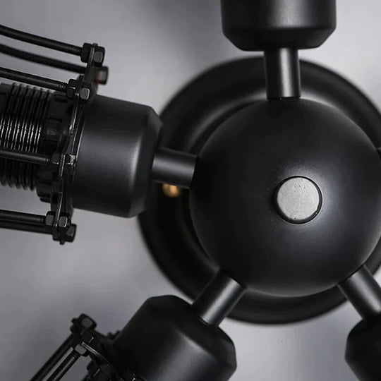 Retro Vintage Black 5 Lights Grln Ceiling E27 Lamp Fixtures For Home Bedroom/Living Room/Bar/Cafe