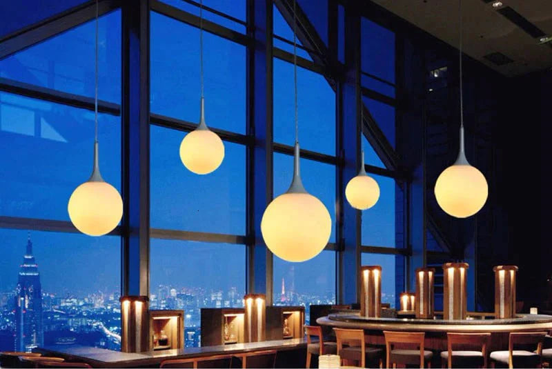 Black/White - Loft Simple Milk White Glass Ball Pendant Light Led E27 Modern Hanging Lamp With 6
