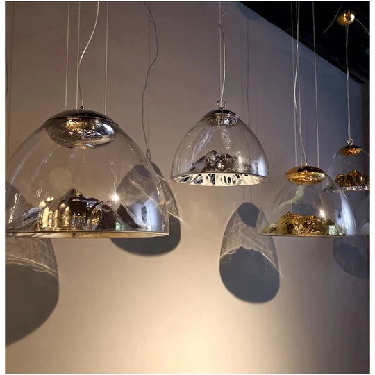 Art Deco Novelty Glass Mountain Pendant Light Led Modern Loft Home Hanging Lamp For Bedroom Lobby