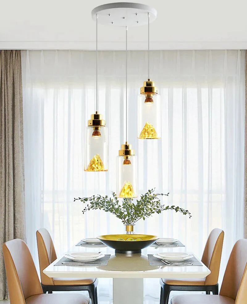 Art Deco Novelty Glass Mountain Pendant Light Led Modern Loft Home Hanging Lamp For Bedroom Lobby