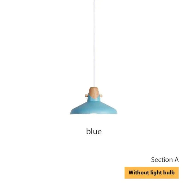 Nordic Pendant Lights Macaron Color Creative Single Head Solid Wood Lamps Aluminum Alloy Lampshade