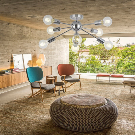 Industrial Modern Minimalist Creative Design Led E27 Wrought Iron Plating Ceiling Lamp Lobby Store