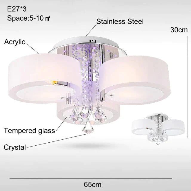 Modern Crystal Ceiling Lights Living Fashionable Design Light Dining Changeable Led Lamp Bedroom