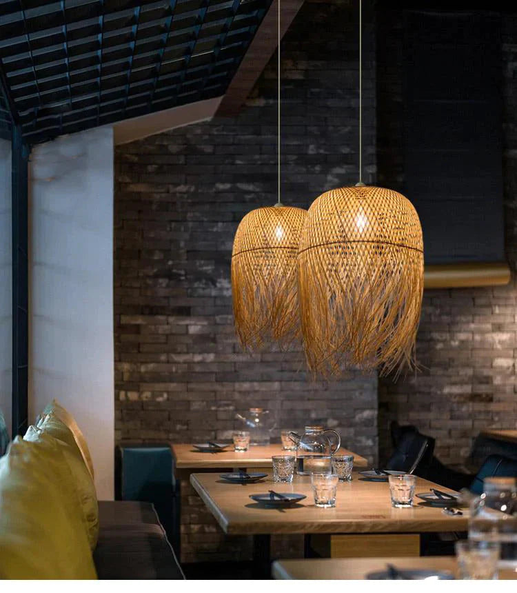 Chinese Bamboo Pendant Lights Led Hang Lamps For Home Luminaire Design Japanese Loft Hanging Lustre