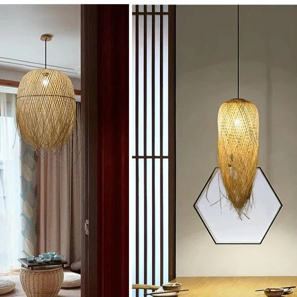 Chinese Bamboo Pendant Lights Led Hang Lamps For Home Luminaire Design Japanese Loft Hanging Lustre