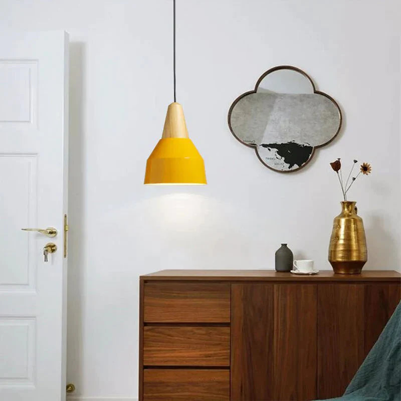 Wood Pendant Lamp Dining Room Light Modern Hanging For Kitchen Aluminum Led Bedroom Christmas Decor