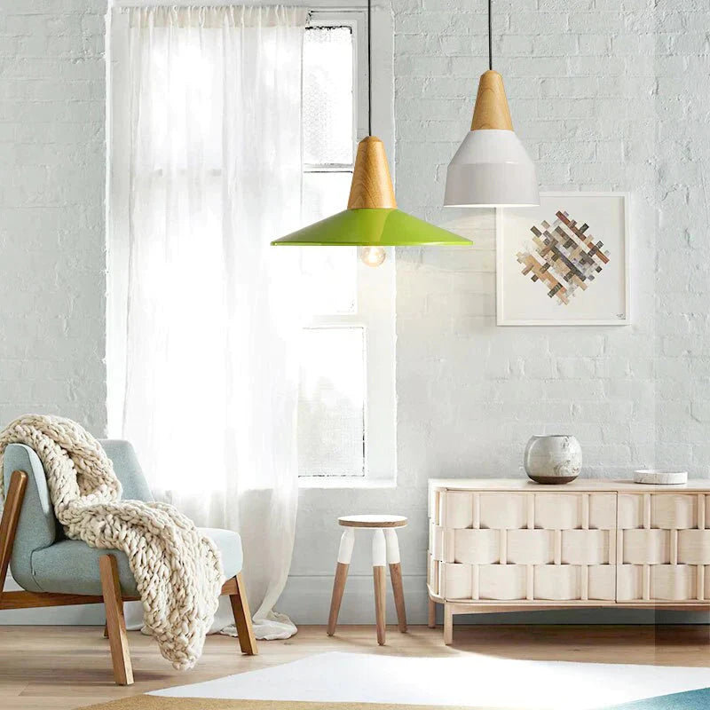 Wood Pendant Lamp Dining Room Light Modern Hanging For Kitchen Aluminum Led Bedroom Christmas Decor