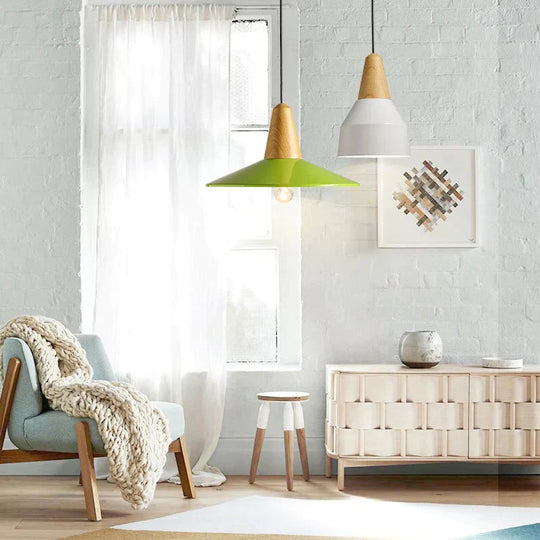 Wood Pendant Lamp Dining Room Light Modern Hanging For Kitchen Aluminum Led Bedroom Christmas Decor