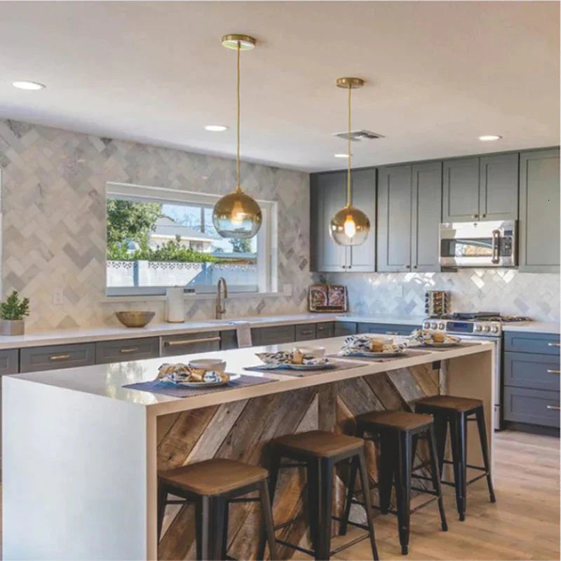 Modern Creative Personality Ball Glass E27 Led Pendant Lamp For Dining Room Living Bedroom Study