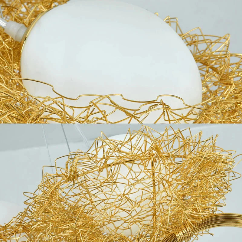 Modern Bird’s Nest Chandelier Lighting Dining Golden With Led Lamp Lustre De Cristal Pendant