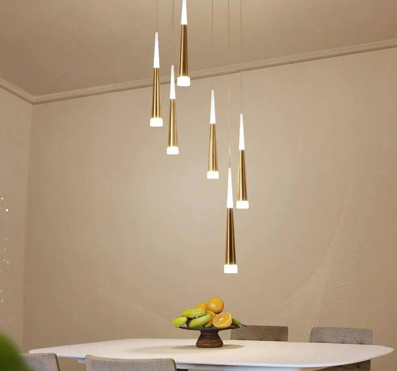 Gold Color Modern Led Pendant Hanging Lights Stair Lightfor Living Room Dining Lighting