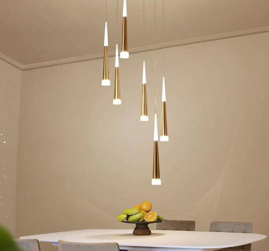 Gold Color Modern Led Pendant Hanging Lights Stair Lightfor Living Room Dining Lighting