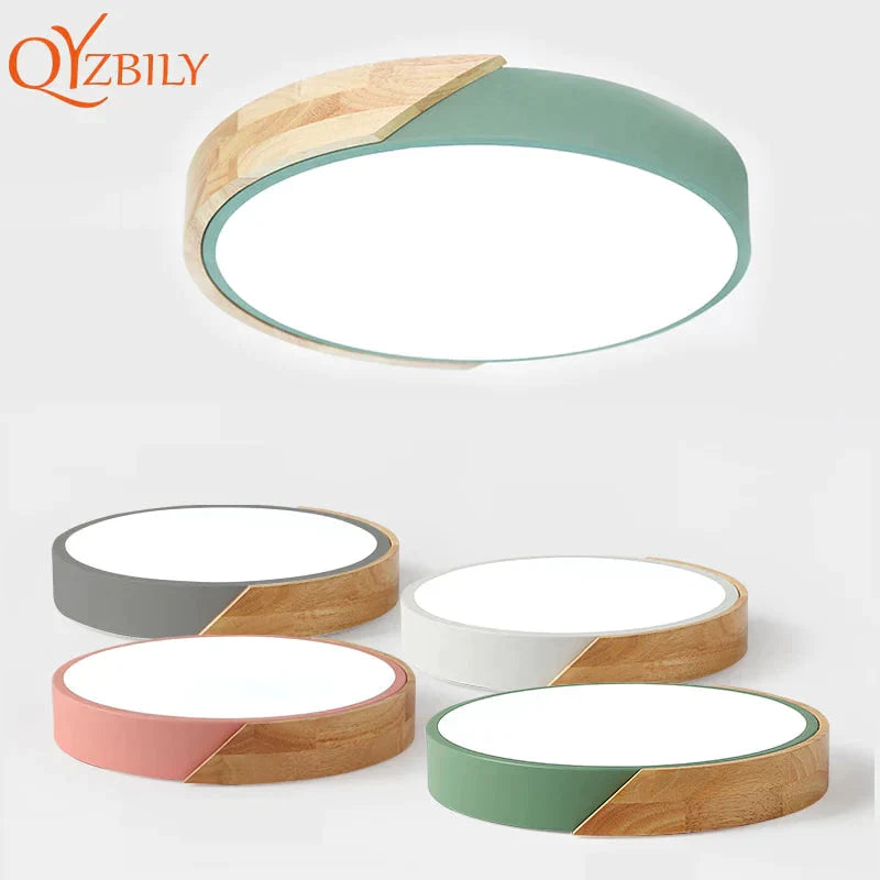 Led Ceiling Lights Ultra Thin Modern Lamp Nordic Dimmable Wood Livingroom Bedroom Round Light