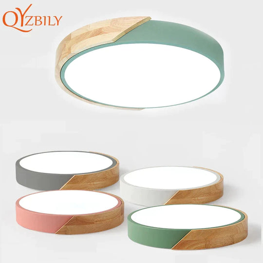 Led Ceiling Lights Ultra Thin Modern Lamp Nordic Dimmable Wood Livingroom Bedroom Round Light