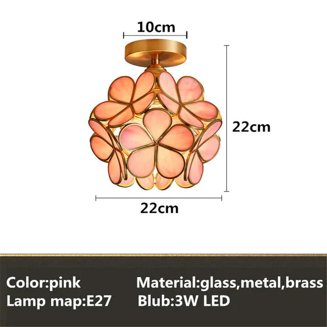 Tiffany Colorful Flower Glass Ceiling Lamp Led Modern Indoor Restaurant Dining Room Cafe Shop