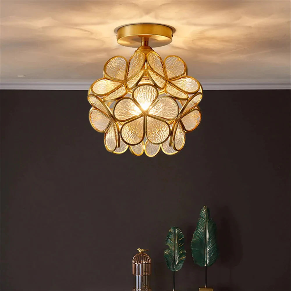 Tiffany Colorful Flower Glass Ceiling Lamp Led Modern Indoor Restaurant Dining Room Cafe Shop