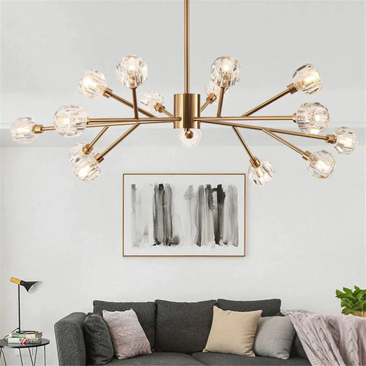 Europe Luxury Chandeliers Led K9 Glass Indoor Lamp Plated Metal Vintage Bar Modern Dining Pendant