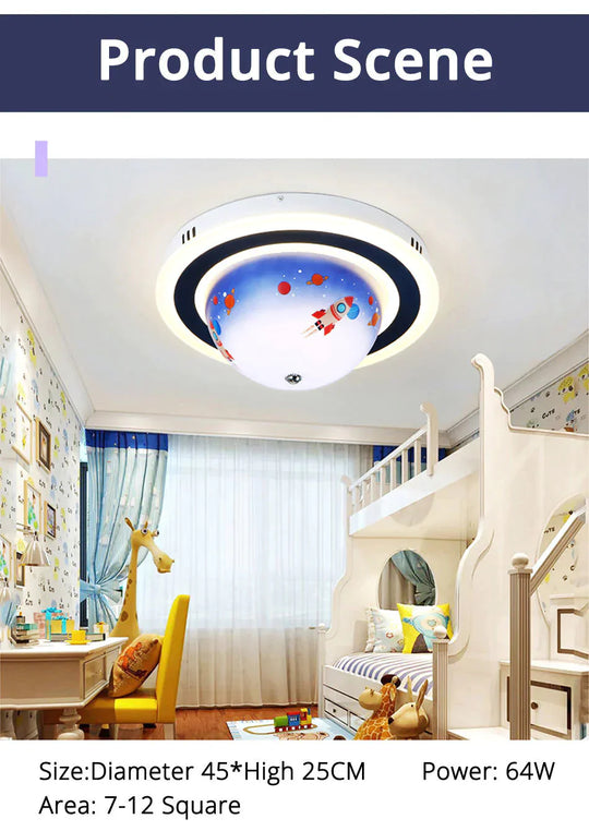 Ceiling Lamp Girl Bedroom Boy Child Eye Protection Led Simple Modern Creative Cartoon Room Rotating