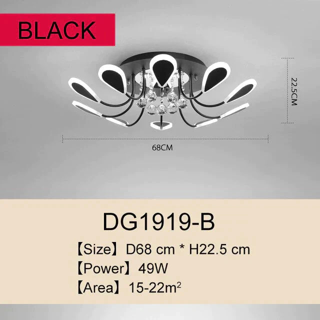 Luxury Creative Led Crystal Pendant Lights Black Dining Room Lamp Dimmable Home Lighting For Living