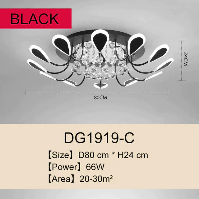 Luxury Creative Led Crystal Pendant Lights Black Dining Room Lamp Dimmable Home Lighting For Living