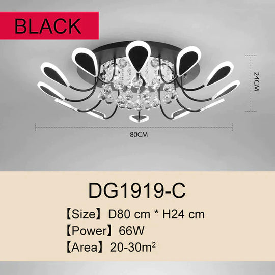 Luxury Creative Led Crystal Pendant Lights Black Dining Room Lamp Dimmable Home Lighting For Living
