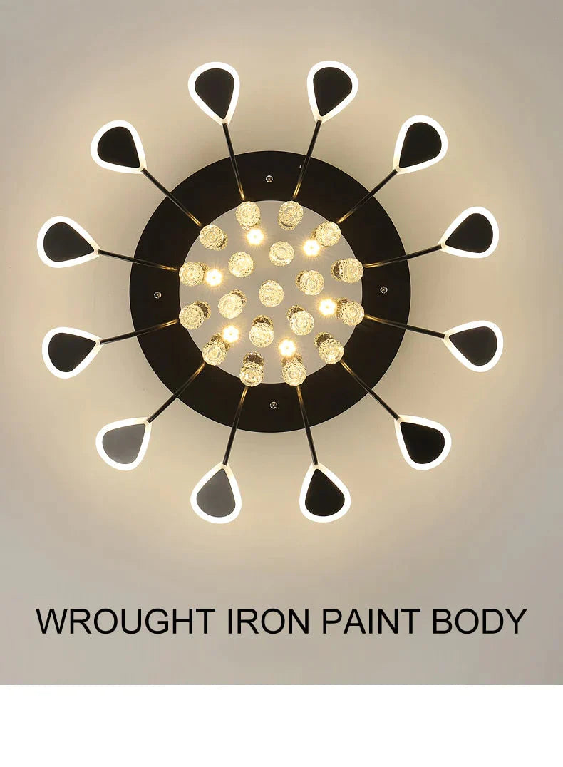 Luxury Creative Led Crystal Pendant Lights Black Dining Room Lamp Dimmable Home Lighting For Living