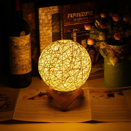 Projection Lamp Romantic Star Night Light Rattan Ball Table Usb Charging Sepak Takraw For Home
