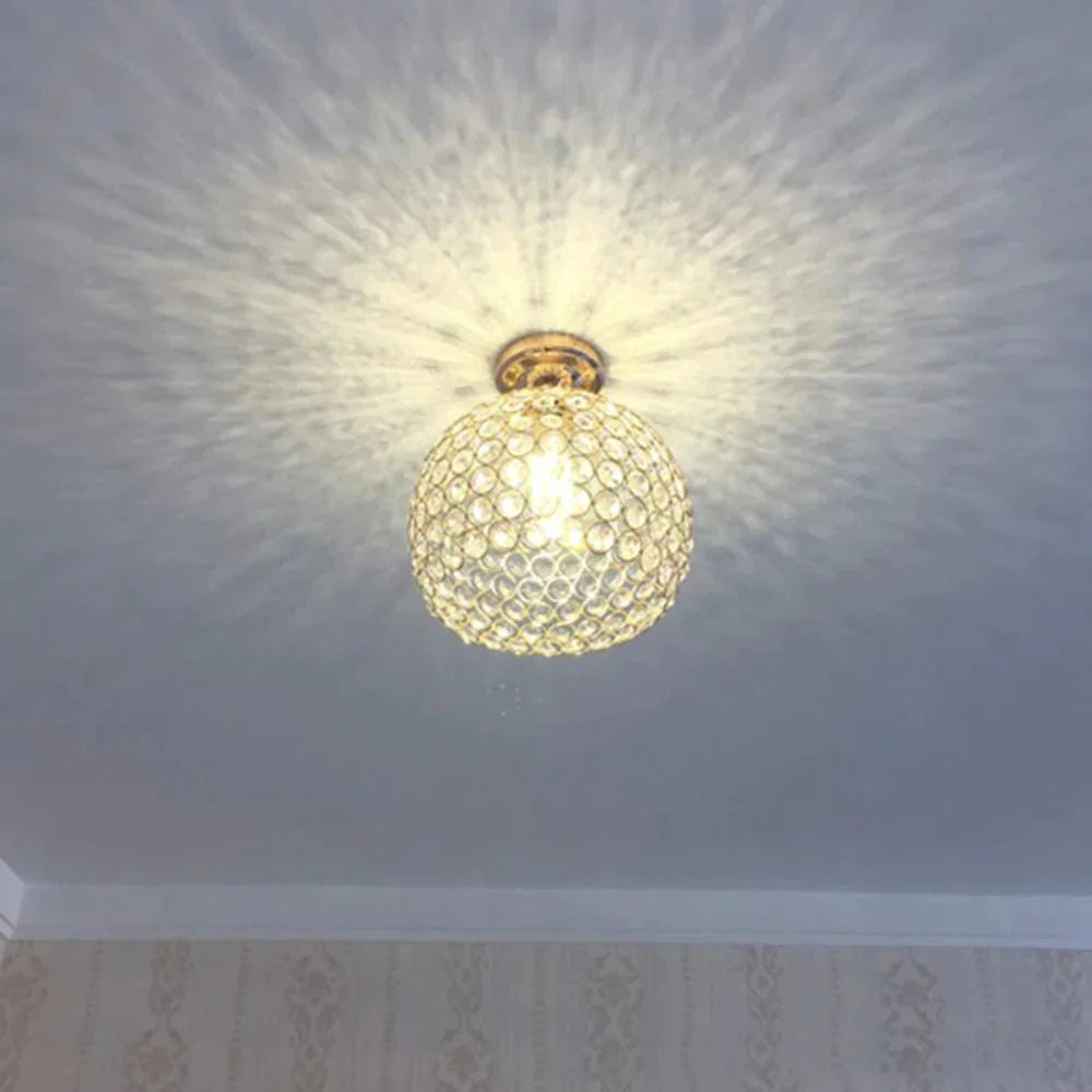 E27 Creative Crystal Minimalist Ceiling Light Simple Lamp Bedroom European Iron