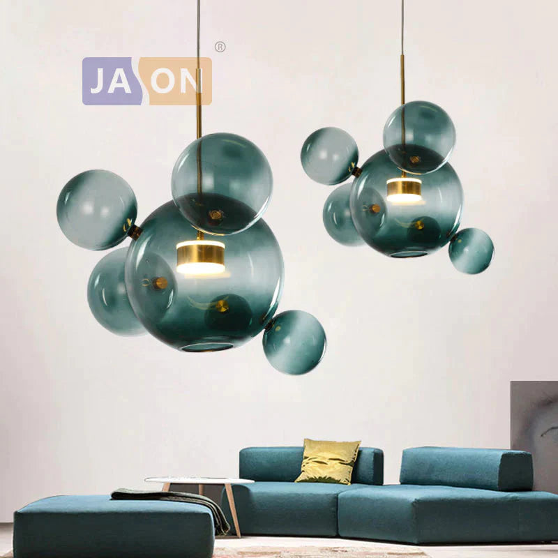 Led Nordic Iron Glass Mickey Gradual Blue Lamp Light.pendant Lights.pendant Lamp.pendant Light For