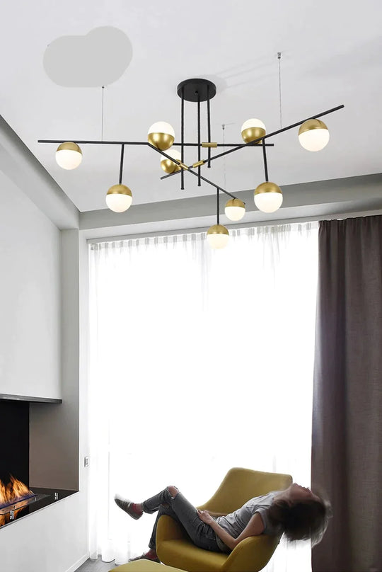 Led E27 Postmodern Iron Glass Gold Black White Luminaire Lampen Pendant Lights.led Light.pendant