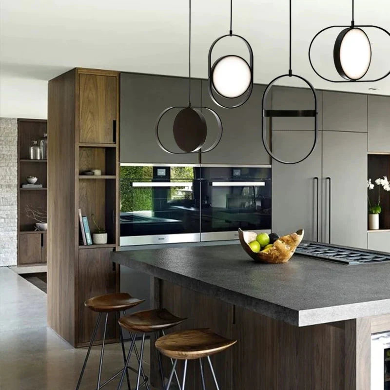 Nordic Modern Geometry Simple Rotary Pendant Lights Designer Luminarias Circular Hanging Lamp Bar