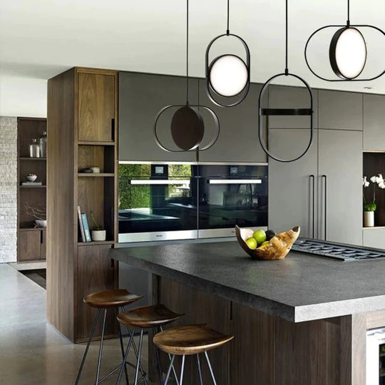 Nordic Modern Geometry Simple Rotary Pendant Lights Designer Luminarias Circular Hanging Lamp Bar