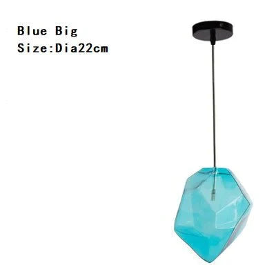 Modern Scandinavian Ice Crystal Glass Pendant Lights Creative Restaurant Hanging Colored Stone
