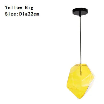 Modern Scandinavian Ice Crystal Glass Pendant Lights Creative Restaurant Hanging Colored Stone