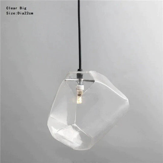 Modern Scandinavian Ice Crystal Glass Pendant Lights Creative Restaurant Hanging Colored Stone