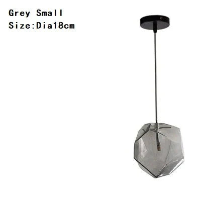 Modern Scandinavian Ice Crystal Glass Pendant Lights Creative Restaurant Hanging Colored Stone