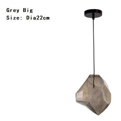Modern Scandinavian Ice Crystal Glass Pendant Lights Creative Restaurant Hanging Colored Stone