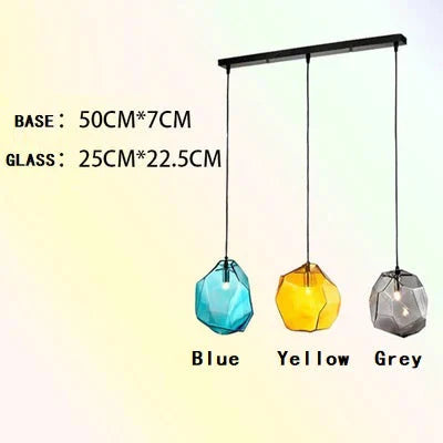 Modern Scandinavian Ice Crystal Glass Pendant Lights Creative Restaurant Hanging Colored Stone