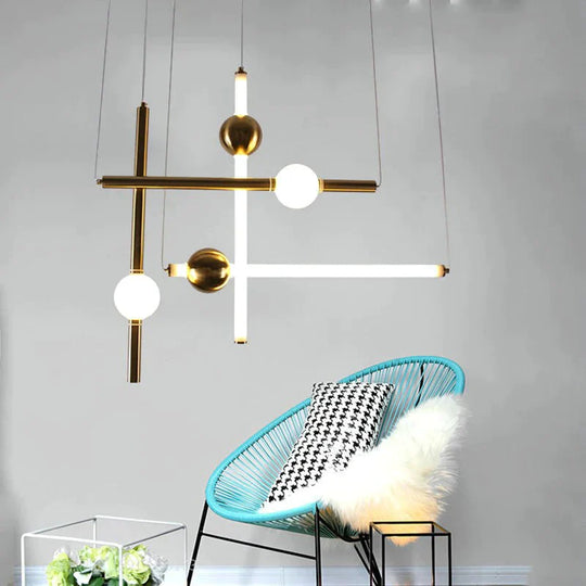 Modern Glass Metal Ball Pendant Lights Luminaria Cylinder Pipe Industrial Lamp Hanglamp Lustre