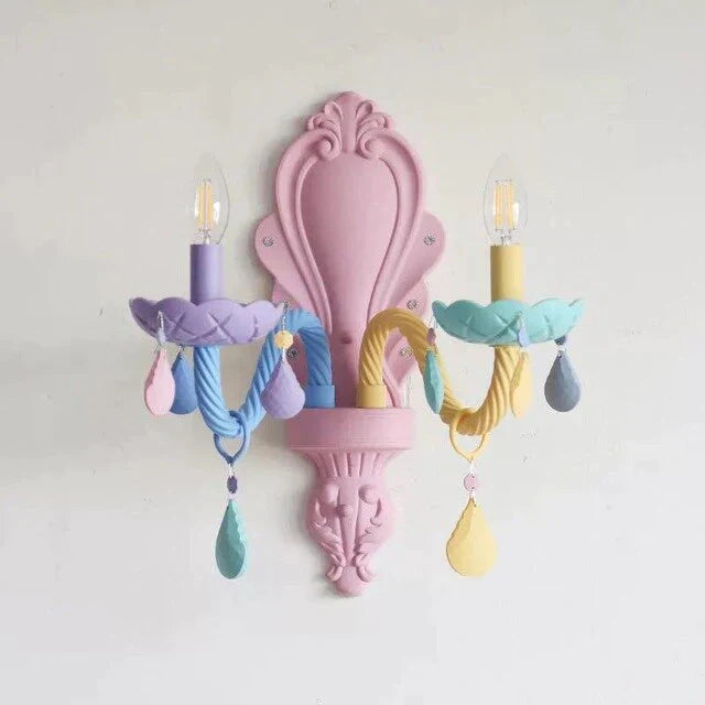 Makaron Color Crystal Pendant Lamp Children Bedroom Creative Fantasy Luminaire Stained Glass Lustre