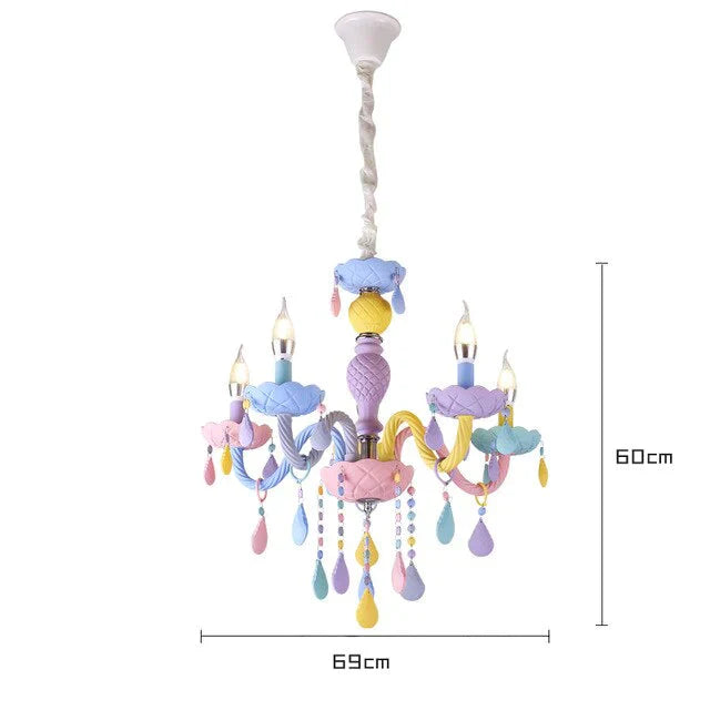 Makaron Color Crystal Pendant Lamp Children Bedroom Creative Fantasy Luminaire Stained Glass Lustre