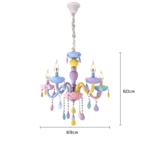 Makaron Color Crystal Pendant Lamp Children Bedroom Creative Fantasy Luminaire Stained Glass Lustre