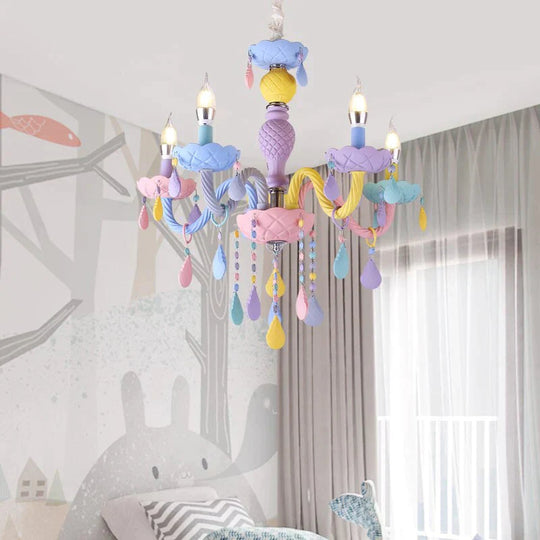 Makaron Color Crystal Pendant Lamp Children Bedroom Creative Fantasy Luminaire Stained Glass Lustre