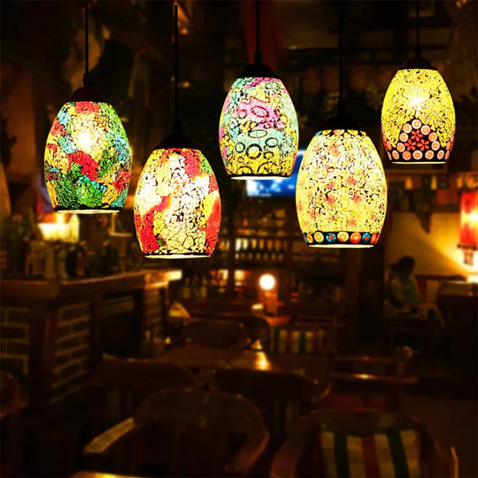 Tiffany Pendent Lamp Handmade Moroccan Mosaic Hanging Light Creative Stained Glass E27 Vintage