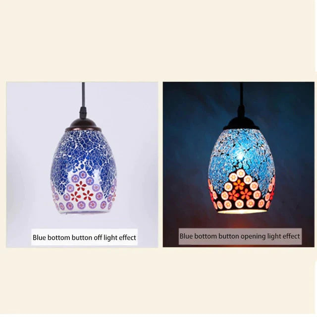 Tiffany Pendent Lamp Handmade Moroccan Mosaic Hanging Light Creative Stained Glass E27 Vintage