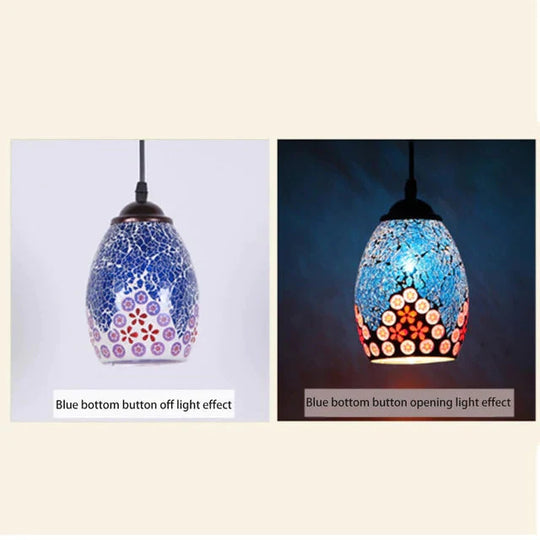 Tiffany Pendent Lamp Handmade Moroccan Mosaic Hanging Light Creative Stained Glass E27 Vintage
