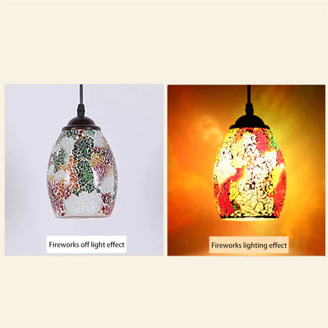 Tiffany Pendent Lamp Handmade Moroccan Mosaic Hanging Light Creative Stained Glass E27 Vintage