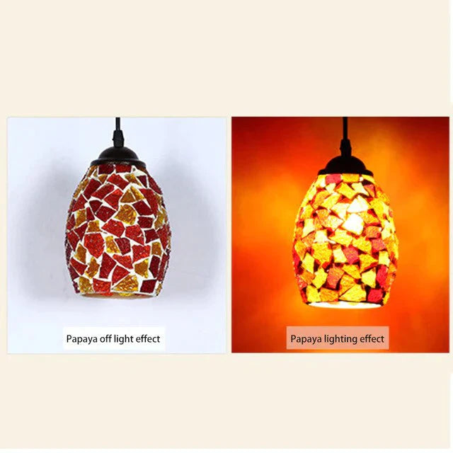 Tiffany Pendent Lamp Handmade Moroccan Mosaic Hanging Light Creative Stained Glass E27 Vintage