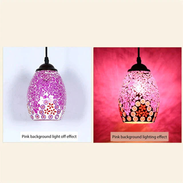 Tiffany Pendent Lamp Handmade Moroccan Mosaic Hanging Light Creative Stained Glass E27 Vintage
