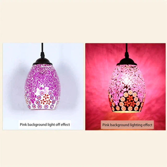 Tiffany Pendent Lamp Handmade Moroccan Mosaic Hanging Light Creative Stained Glass E27 Vintage